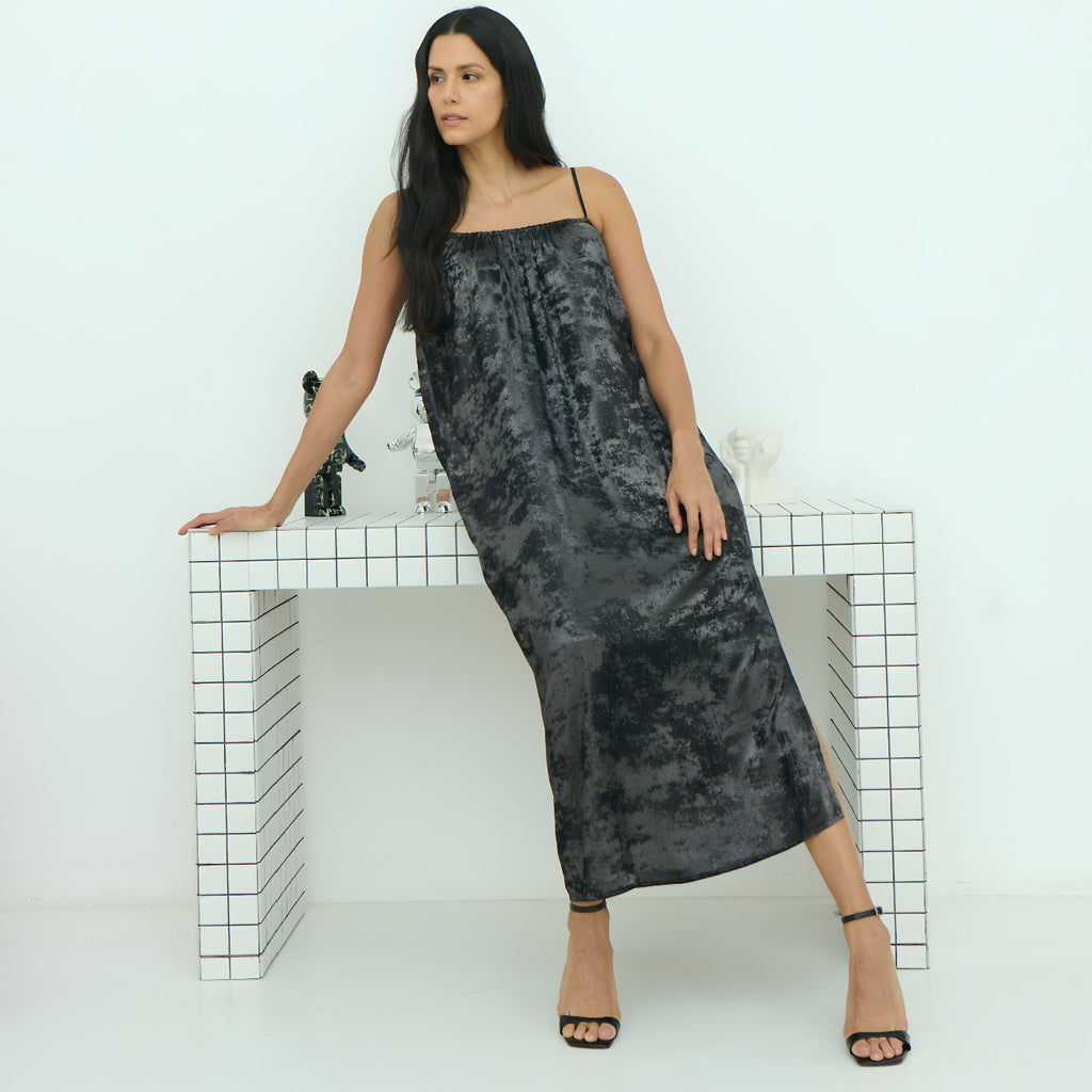 Shadow of Sequin Shimmer Black Maxi Dress