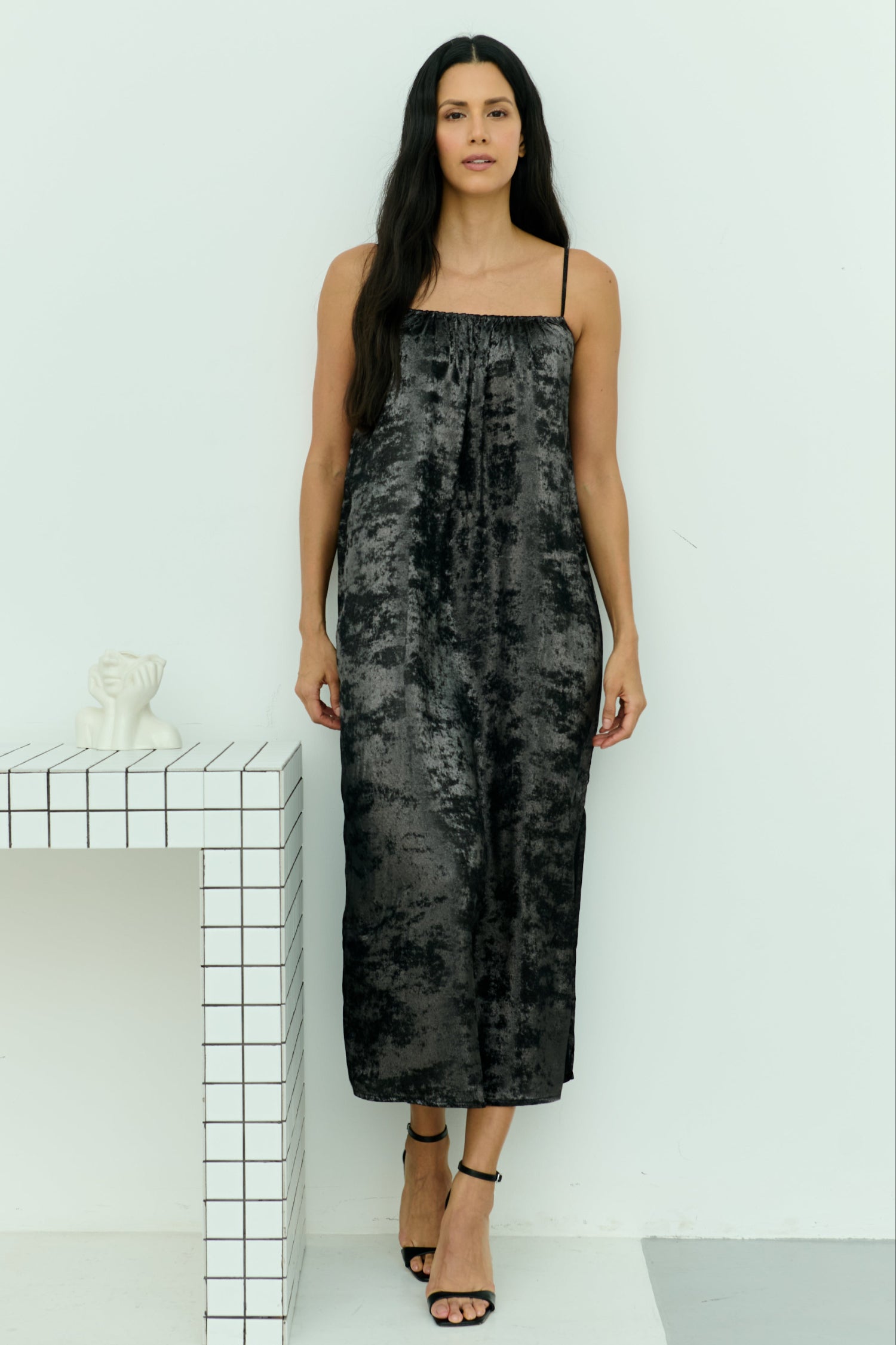 Shadow of Sequin Shimmer Black Maxi Dress