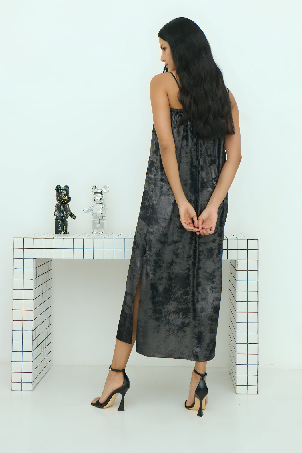Shadow of Sequin Shimmer Black Maxi Dress