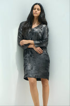 Shadow of Sequin Shimmer Black Short Kaftan Dress