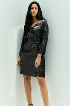 Shadow of Sequin Shimmer Black Short Kaftan Dress
