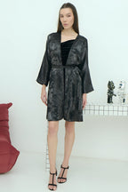 Shadow of Sequin Shimmer Black Short Kimono