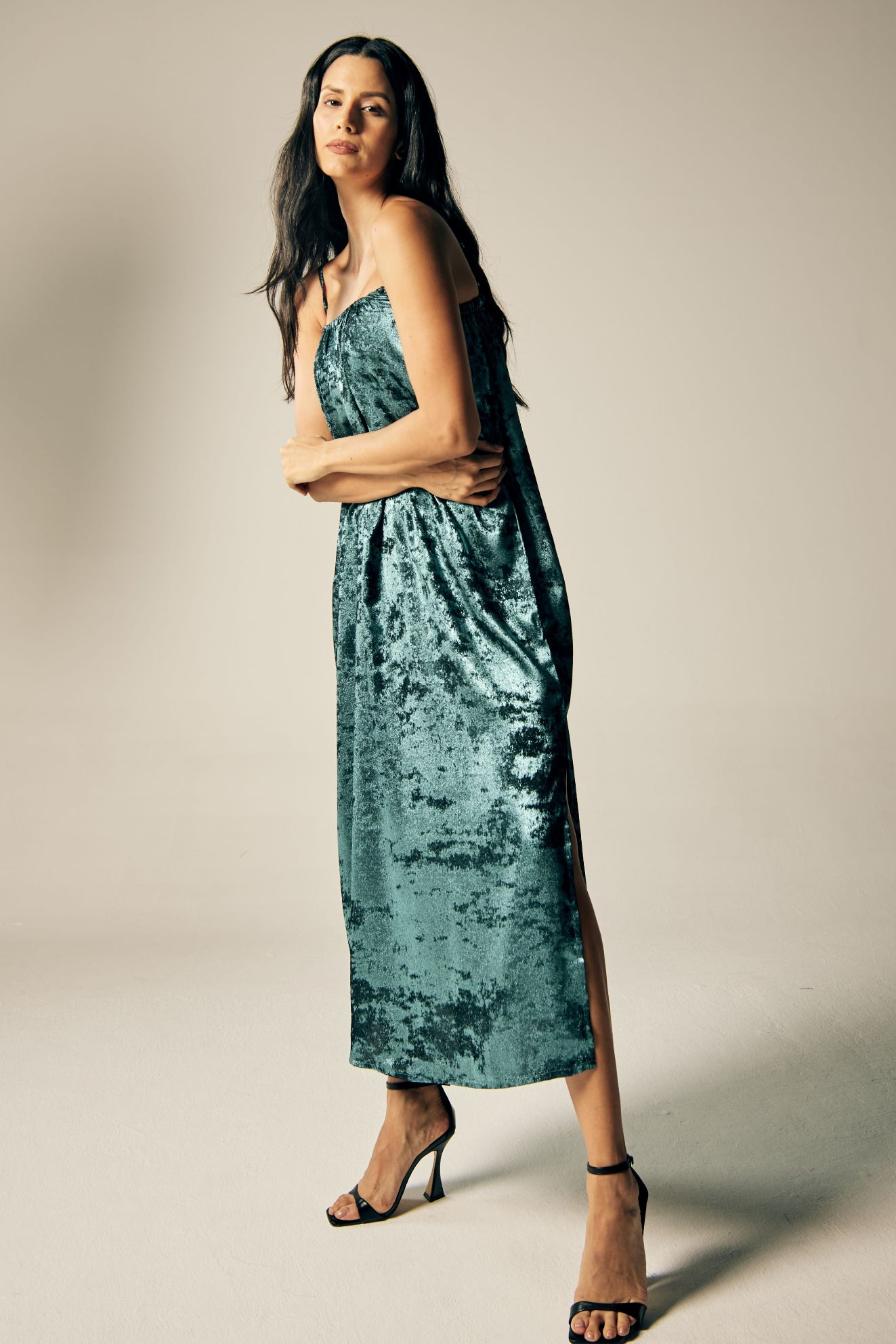 Shadow of Sequin Shimmer Blue Maxi Dress