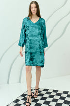 Shadow of Sequin Shimmer Blue Short Kaftan Dress