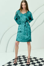 Shadow of Sequin Shimmer Blue Short Kaftan Dress