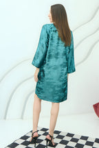 Shadow of Sequin Shimmer Blue Short Kaftan Dress