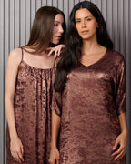 Shadow of Sequin Shimmer French Beige Long Kaftan with Side Slit