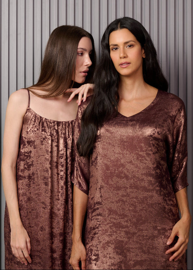 Shadow of Sequin Shimmer French Beige Maxi Dress