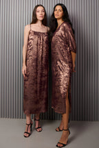 Shadow of Sequin Shimmer French Beige Maxi Dress