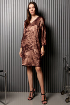Shadow of Sequin Shimmer French Beige Short Kaftan Dress
