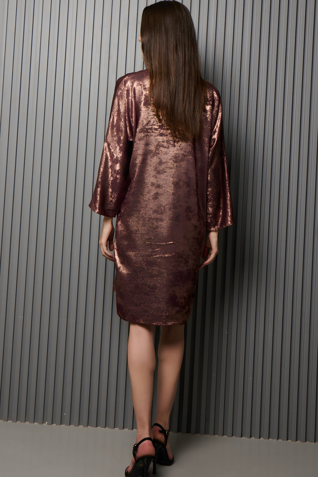 Shadow of Sequin Shimmer French Beige Short Kaftan Dress