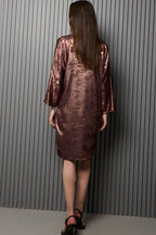 Shadow of Sequin Shimmer French Beige Short Kaftan Dress