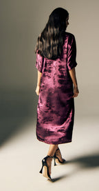 Shadow of Sequin Shimmer Magenta Purple Long Kaftan with Side Slit