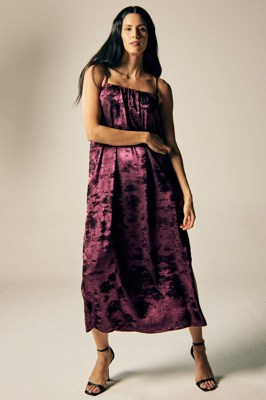 Shadow of Sequin Shimmer Magenta Purple Maxi Dress