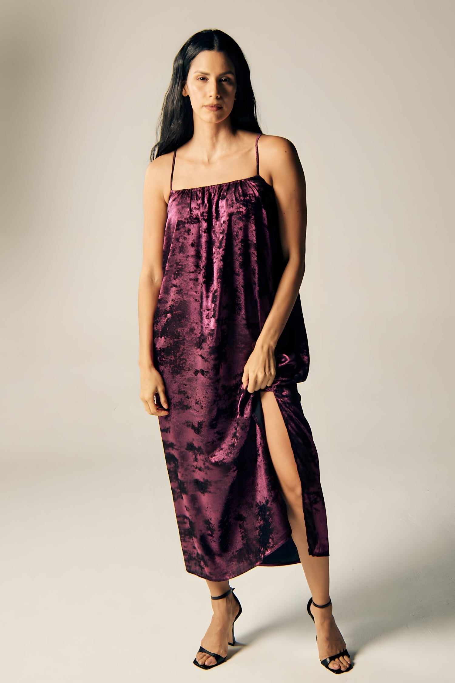 Shadow of Sequin Shimmer Magenta Purple Maxi Dress