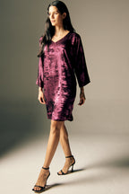 Shadow of Sequin Shimmer Magenta Purple Short Kaftan Dress