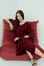 Shadow of Sequin Shimmer Red Long Kaftan with Side Slit