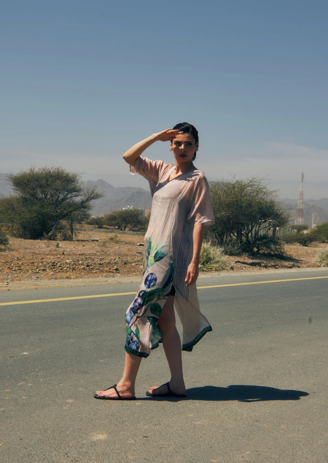 The Breeze Sheer Long Kaftan With Side Slits