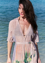 The Breeze Short Sleeves Sheer Long Kimono