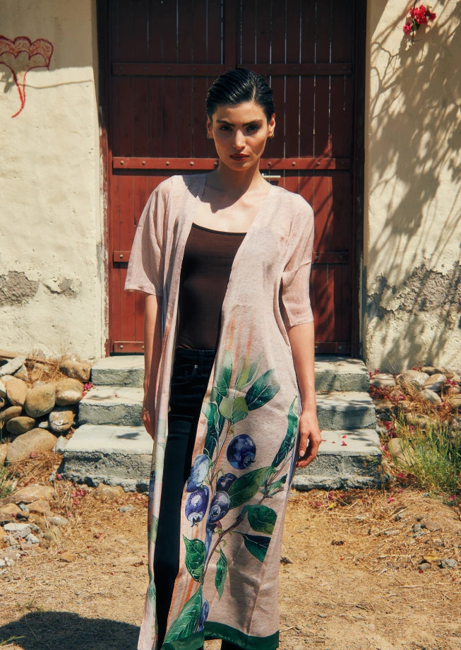 The Breeze Short Sleeves Sheer Long Kimono