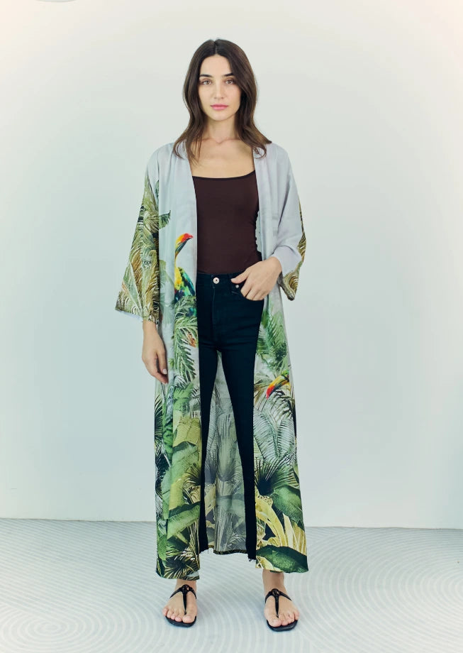 Wild Wings Bird In The Jungle Long Kimono