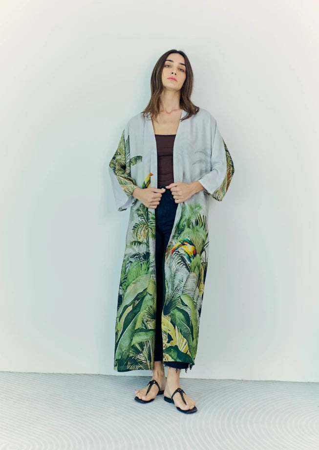 Wild Wings Bird In The Jungle Long Kimono