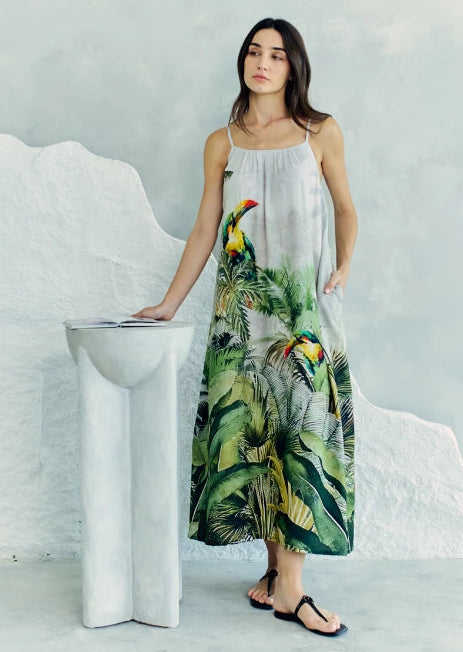 chinese dress ladies Farm Rio Bird Leaves Long Dress main image 1