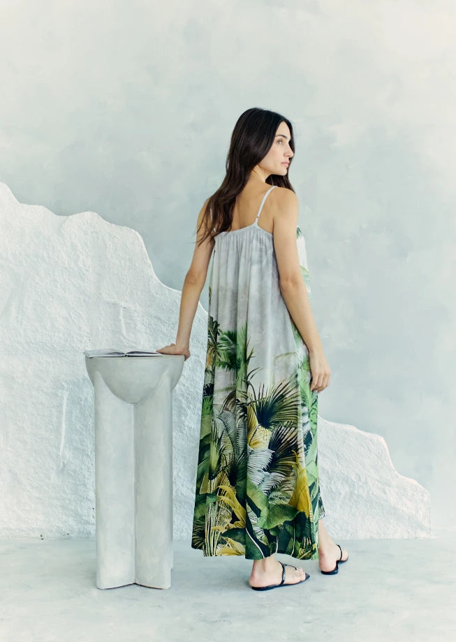 Wild Wings Bird In The Jungle Spaghetti Strap Maxi Dress