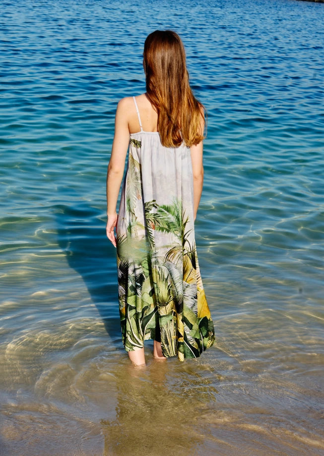 Wild Wings Bird In The Jungle Spaghetti Strap Maxi Dress