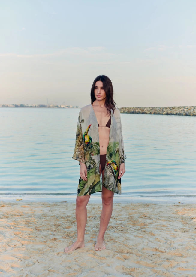 Wild Wings Bird In The Jungle Sheer Short kimono