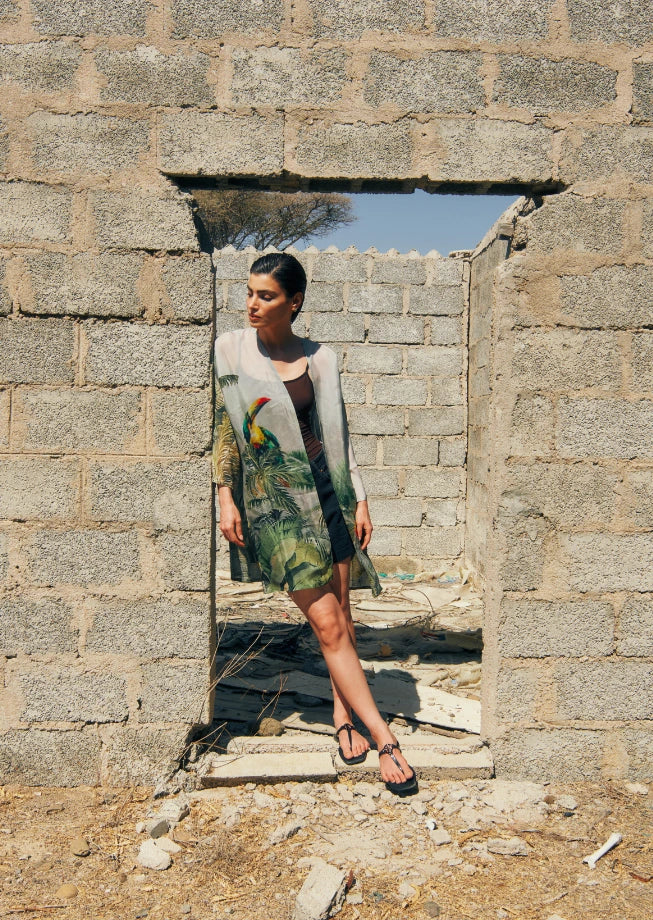 Wild Wings Bird In The Jungle Sheer Short kimono