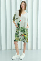 Wild Wings Bird In The Jungle Printed Short Kaftan Dress