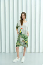 Wild Wings Bird In The Jungle Printed Short Kaftan Dress
