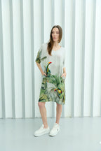 Wild Wings Bird In The Jungle Printed Short Kaftan Dress