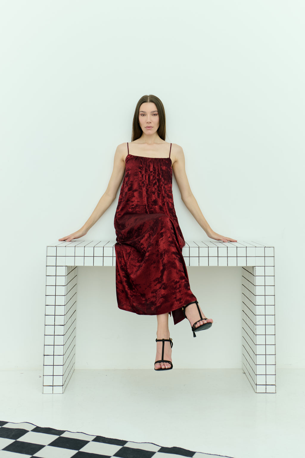 Shadow of Sequin Shimmer Red Maxi Dress