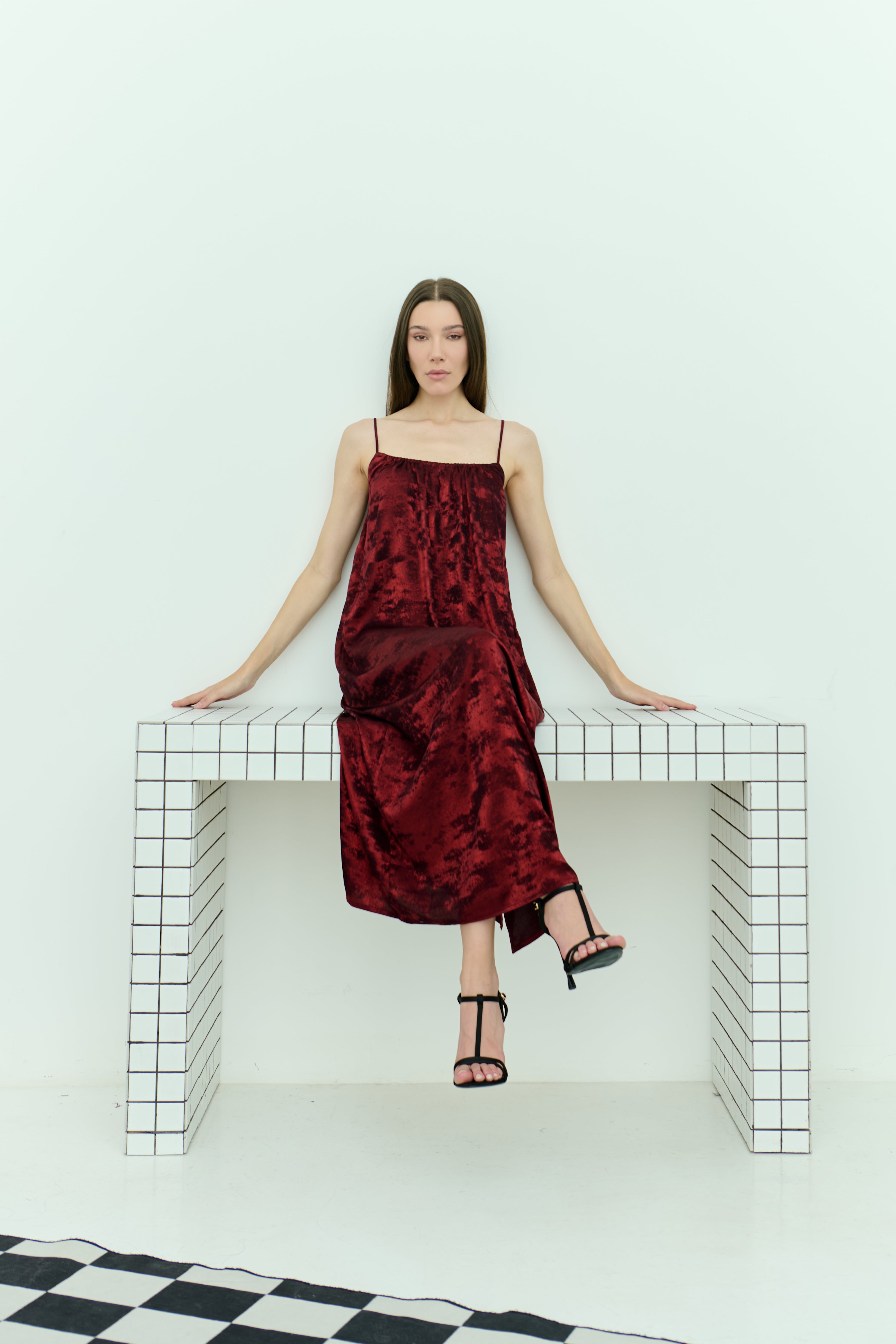 Shadow of Sequin Shimmer Red Maxi Dress