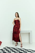 Shadow of Sequin Shimmer Red Maxi Dress