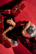 Shadow of Sequin Shimmer Red Maxi Dress