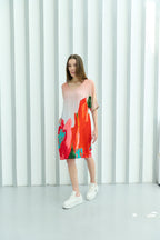 Coral Mirage Floral Printed Short Kaftan