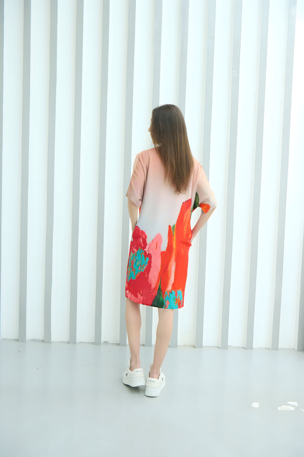 Coral Mirage Floral Printed Short Kaftan