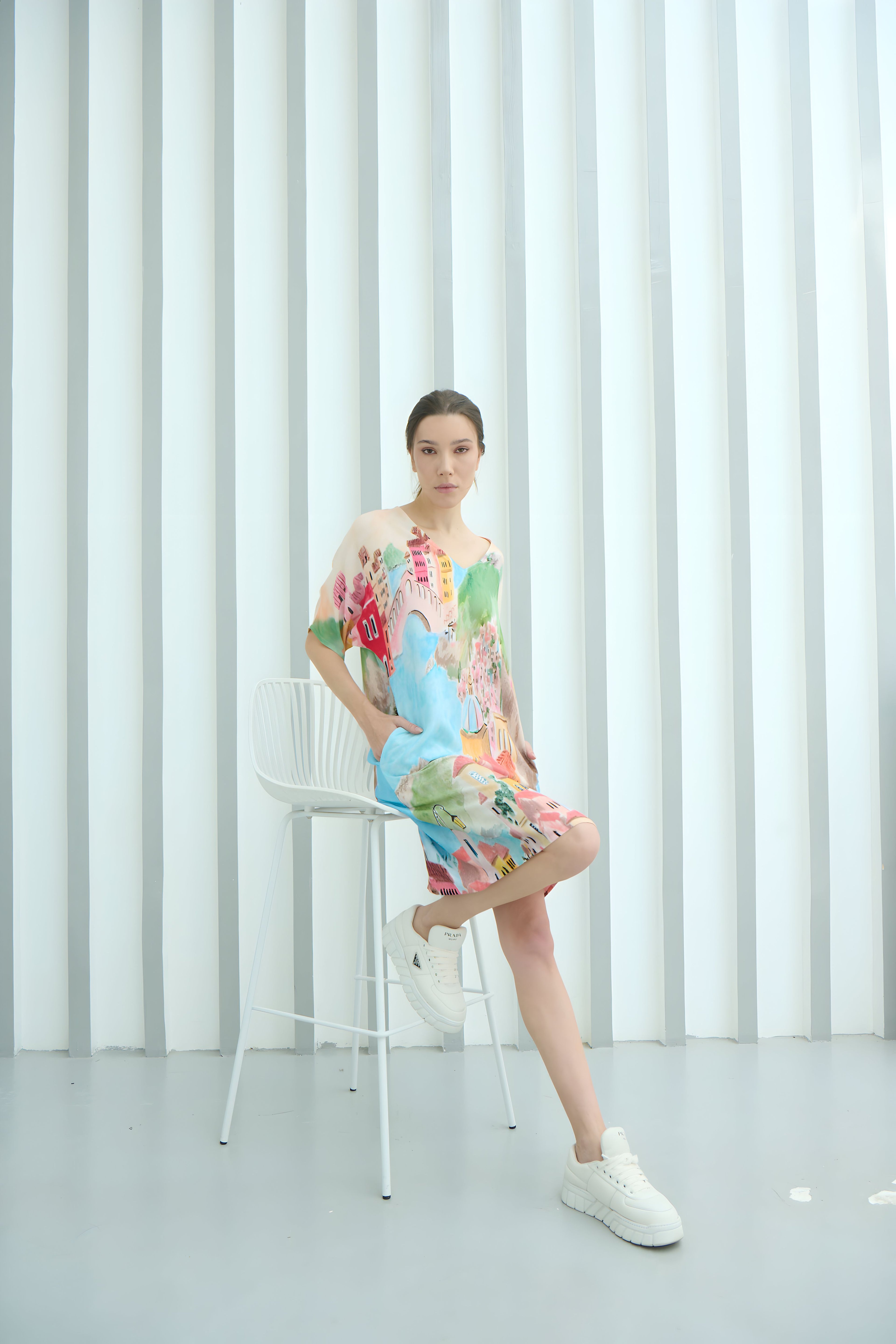 La Riviera Multicolor Short Kaftan Dress