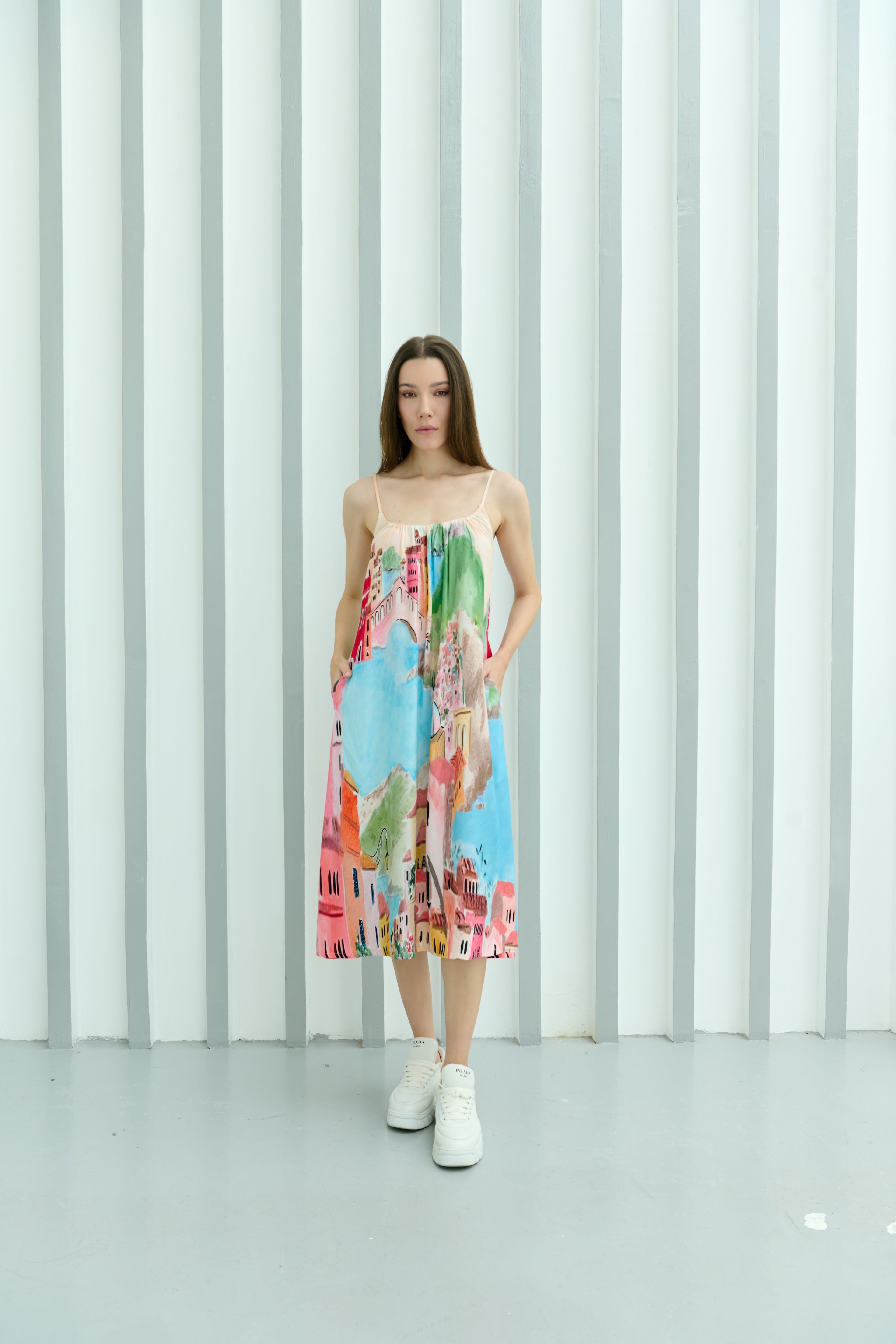 La Riviera Multicolor Spaghetti Strap Dress