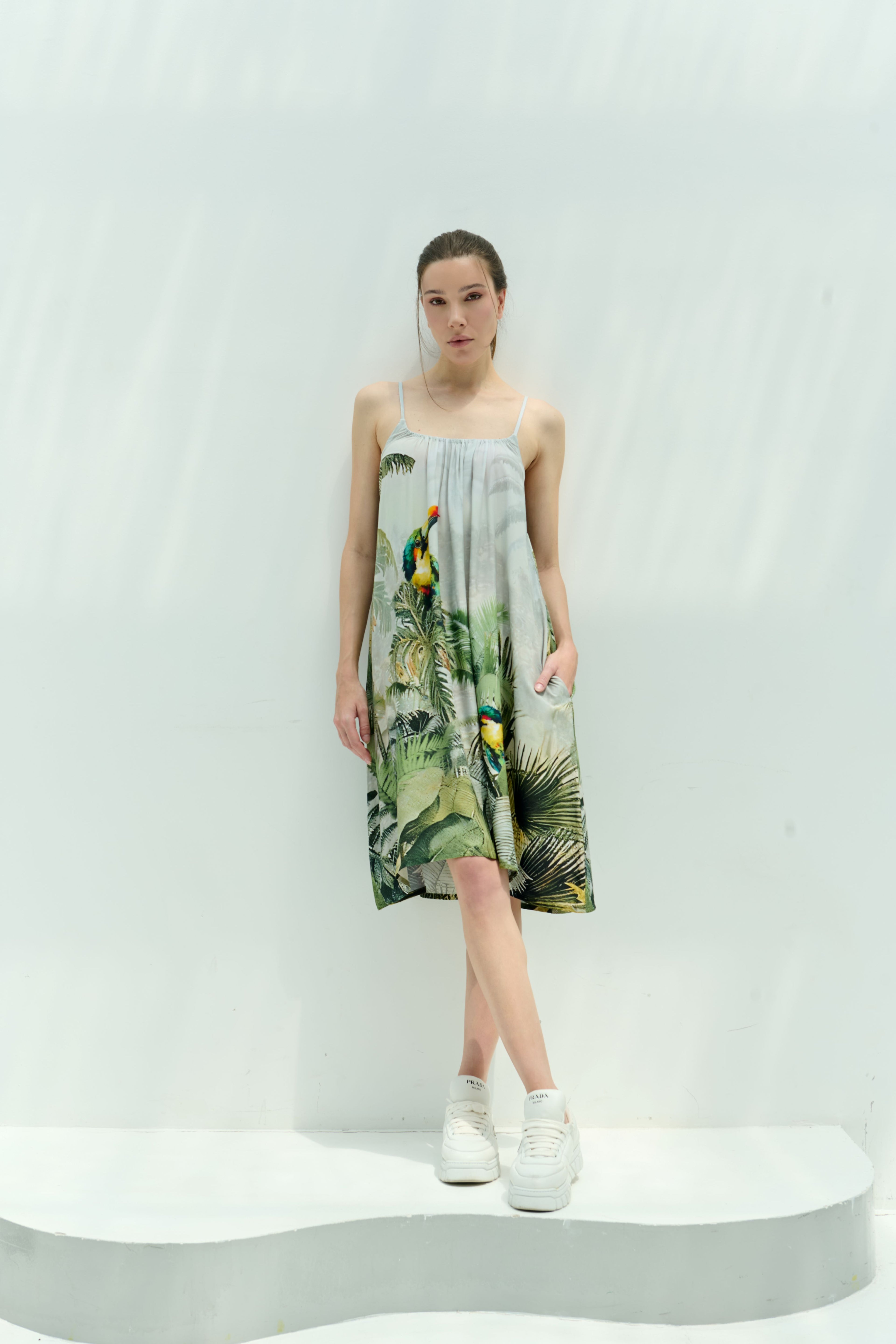 Wild Wings Bird In The Jungle Spaghetti Strap Dress