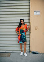 Canvas & Chaos Abstract Print Short Kaftan