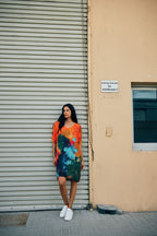 Canvas & Chaos Abstract Print Short Kaftan