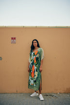Fleur & Fruit Vintage Long Kaftan with Side Slits