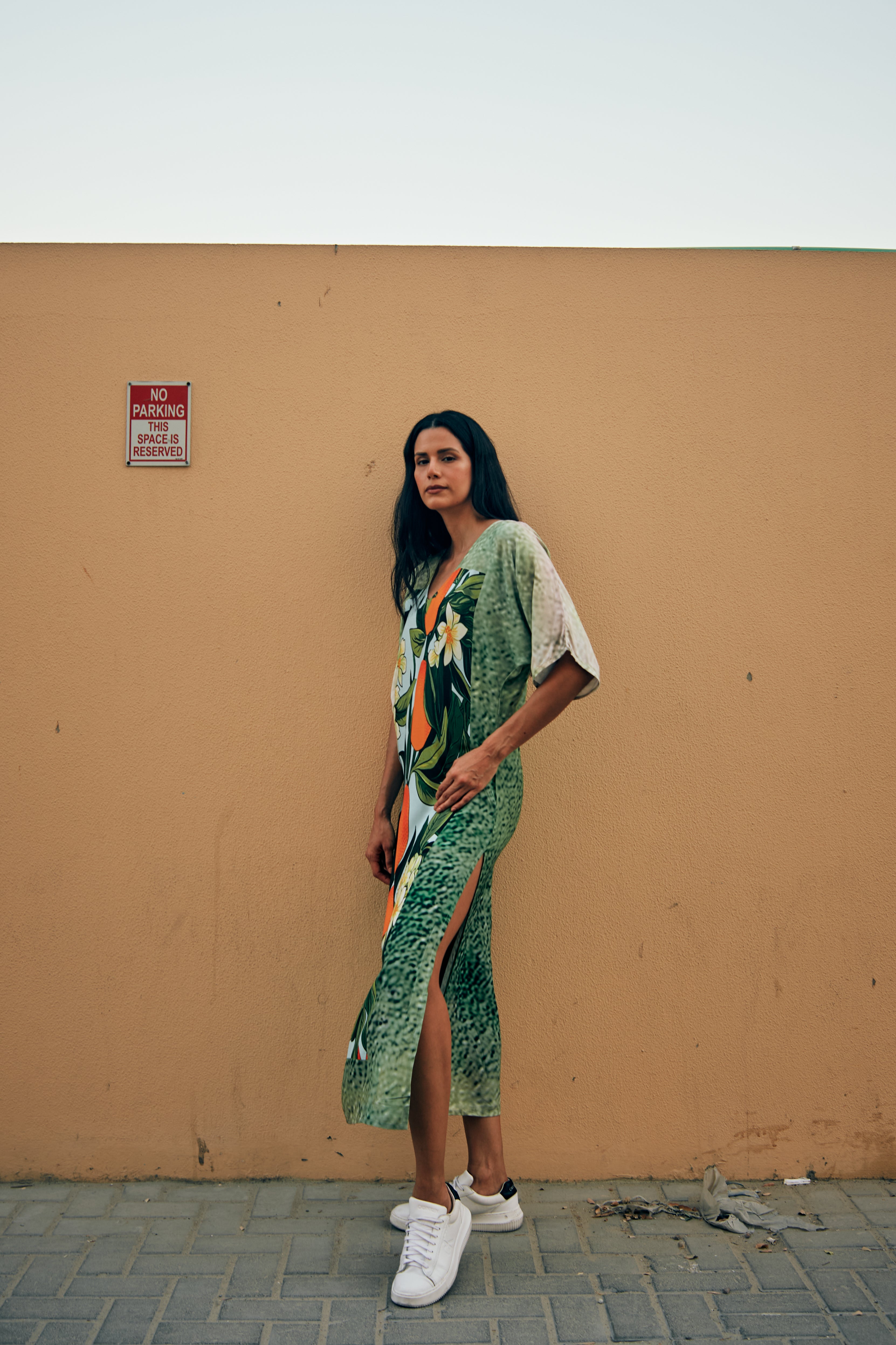 Fleur & Fruit Vintage Long Kaftan with Side Slits