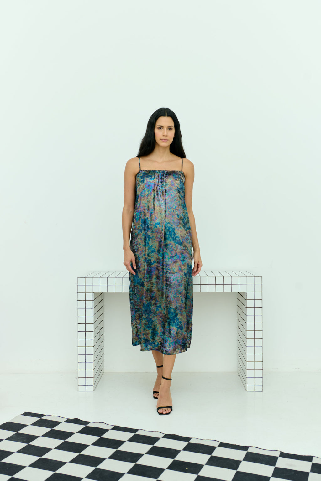 Shadow Of Sequin Shimmer Rainbow Black Maxi Dress