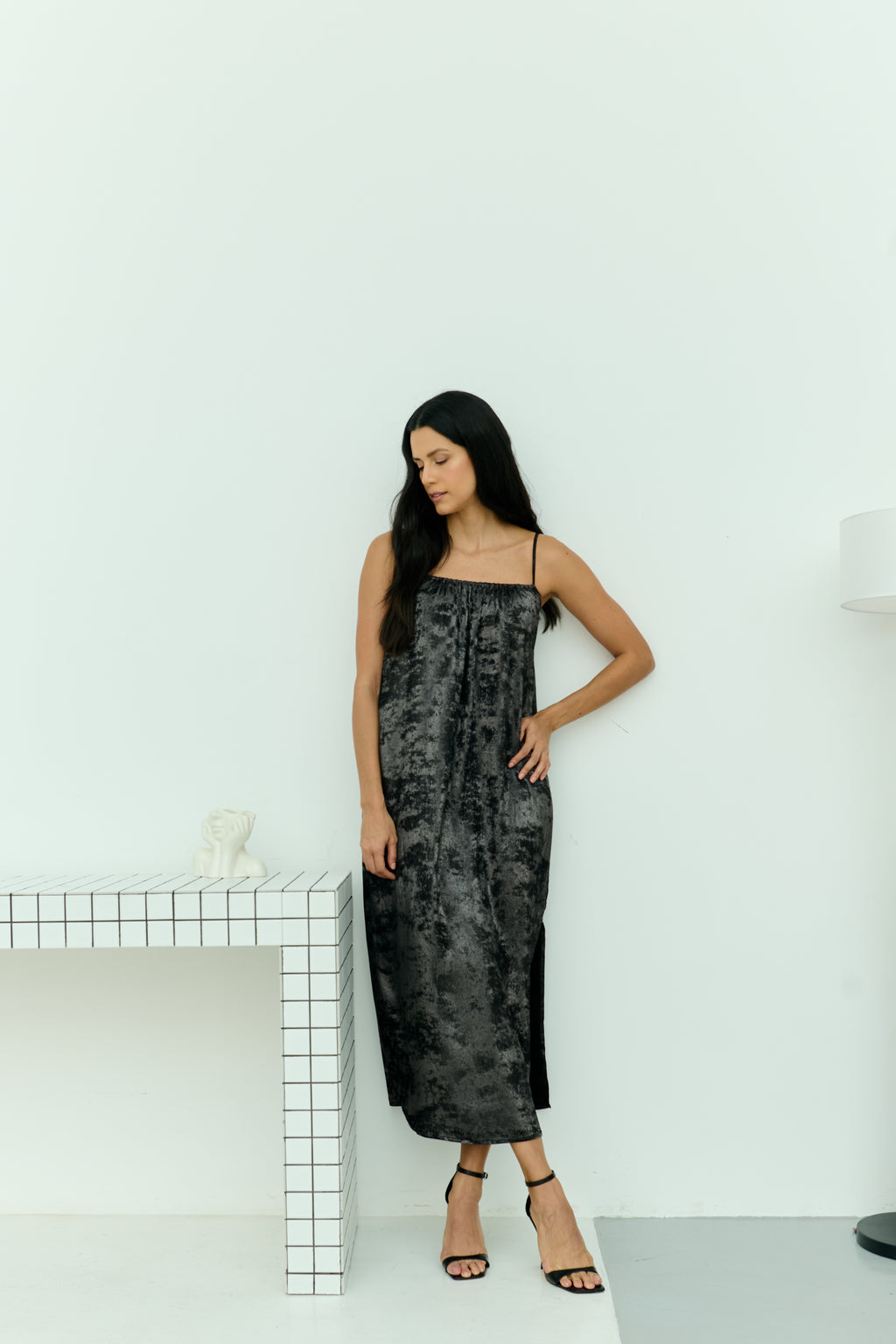 Shadow of Sequin Shimmer Black Maxi Dress