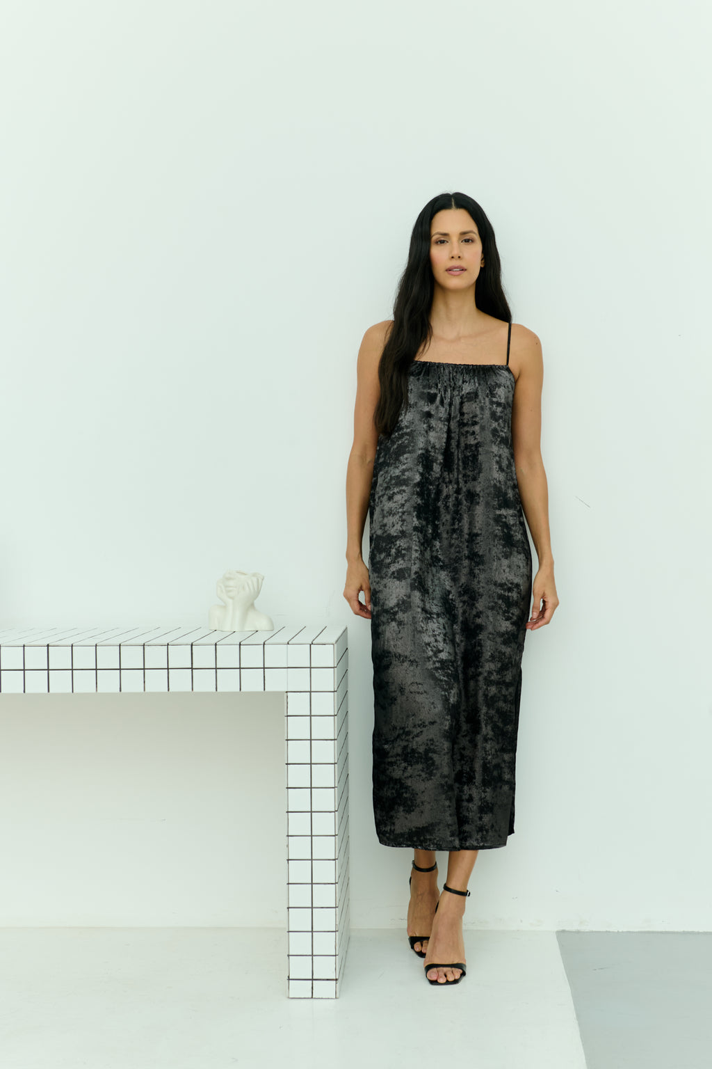 Shadow of Sequin Shimmer Black Maxi Dress